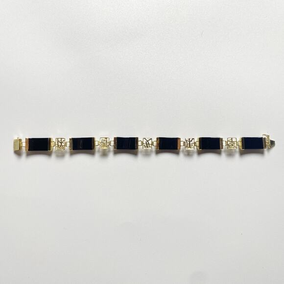 14K Gold Black Onyx Bracelet – Love & Country Symbols - Picture 11 of 16